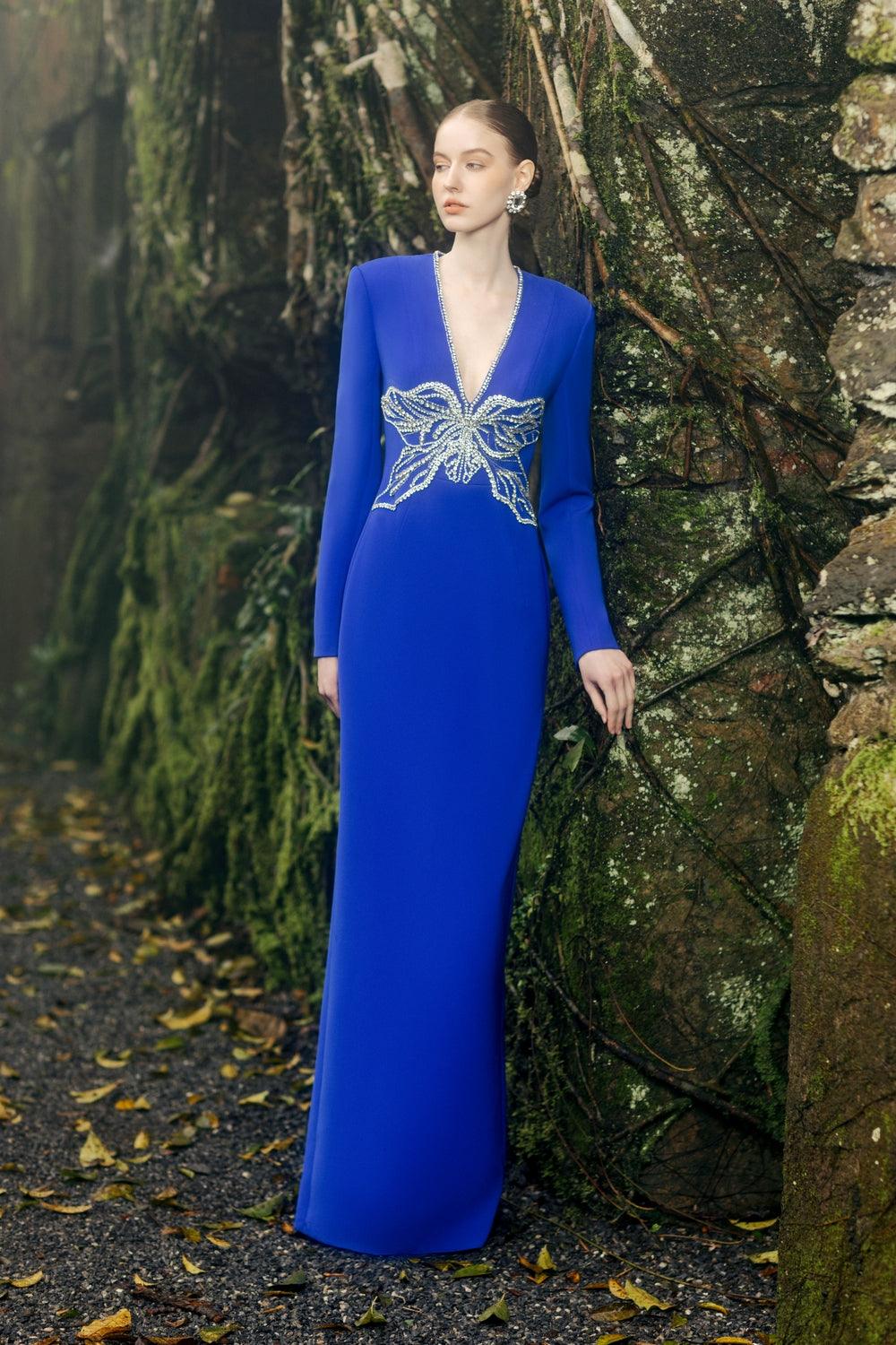 V-Neck Orchid Embellished Dress